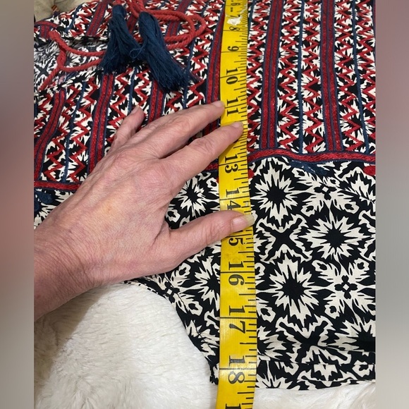 Anthropologie THMI Embroidered Boho Dress Tassel Tie Neck 2 Tiered Flouncy Skirt - Picture 13 of 15